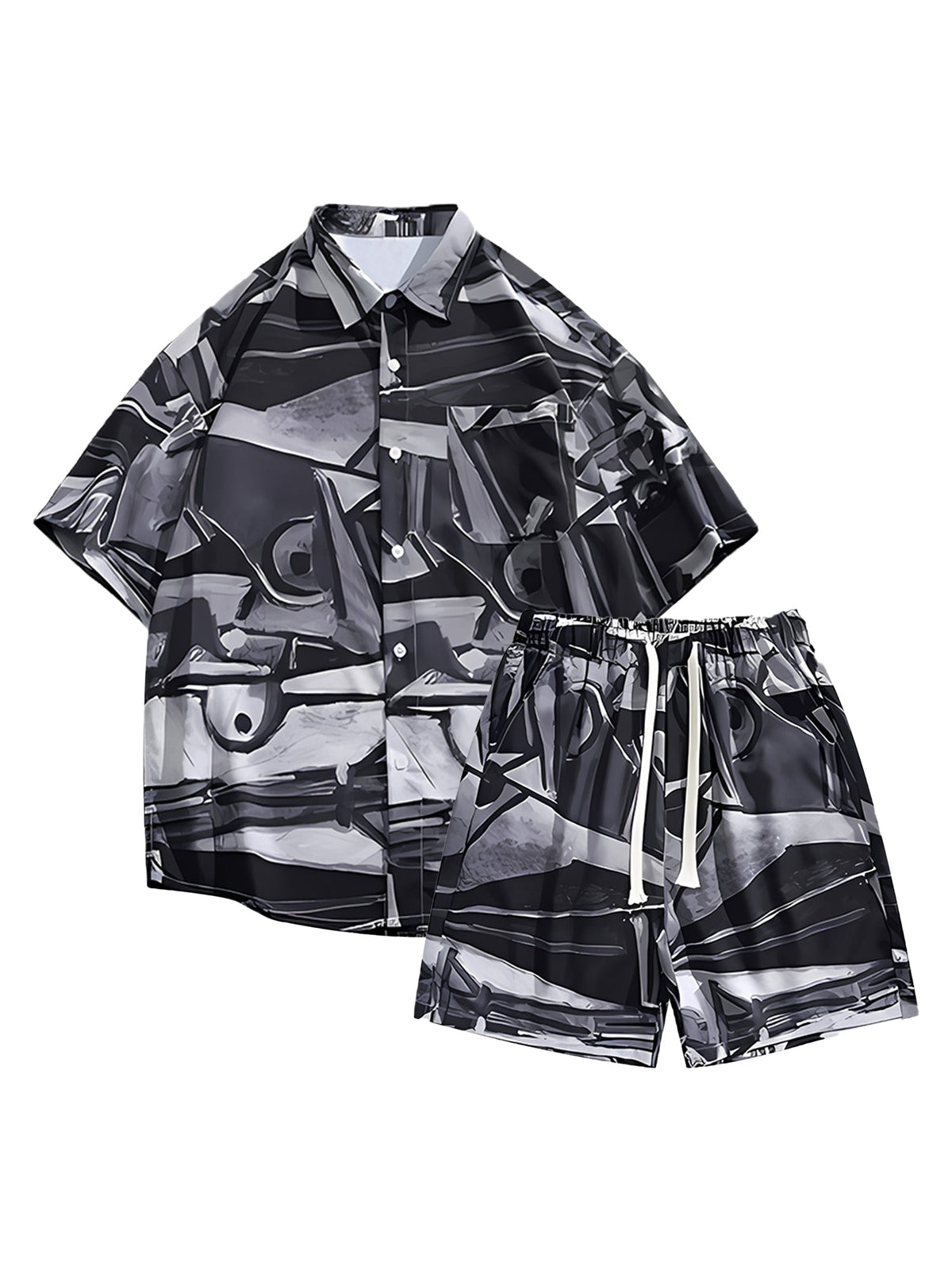 Retro Graphic Print Two-piece Set