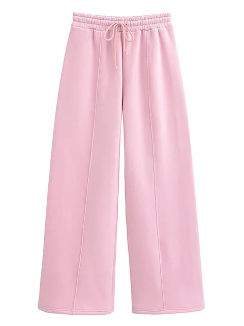 Autumn 2 Piece-set Tracksuit Trousers Outfits Female Slim High Waist Drawstring Clothes Loose ’s Pants Sets
