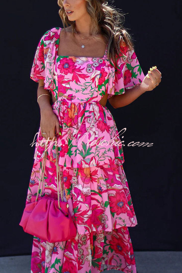 It's All Special Cutout Waist Tiered Midi Dress