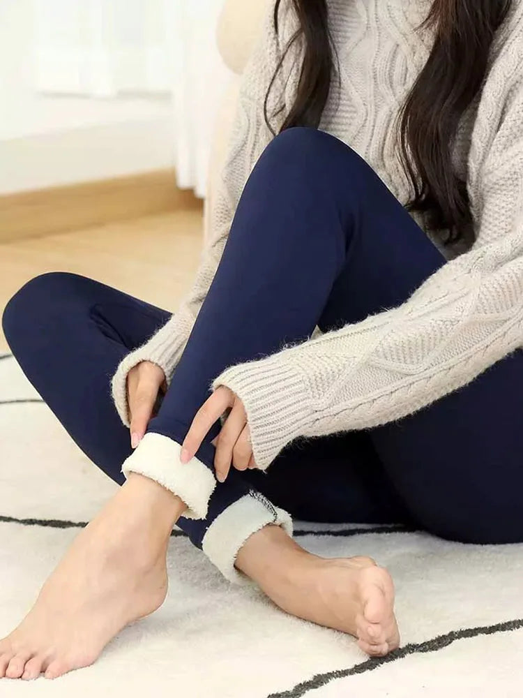 Pants Warm Winter Thick Velvet Legging High Waist Black Leggings Compression Thick Lamb Wool Pants Cold Resistant Pants
