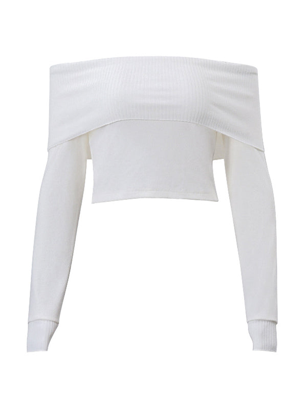 White Off Shoulder Knit Sweater