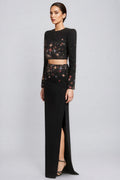 Keirt Black Rhinestone Stud Maxi Dress Set