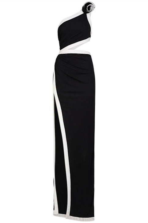 Salome Asymmetric Applique Maxi Dress