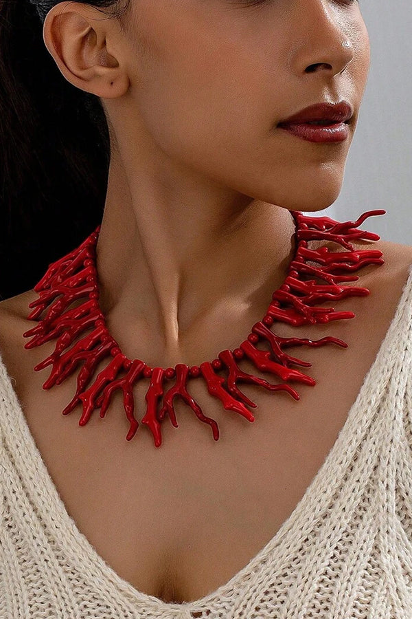 Red Coral Necklace Two-piece Set