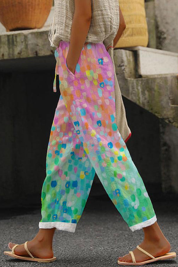 Unique Printed Button Pocket Pants