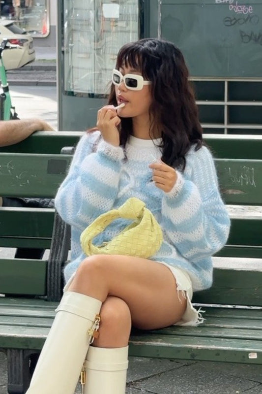 Color Block Stripe Loose Knit Sweater
