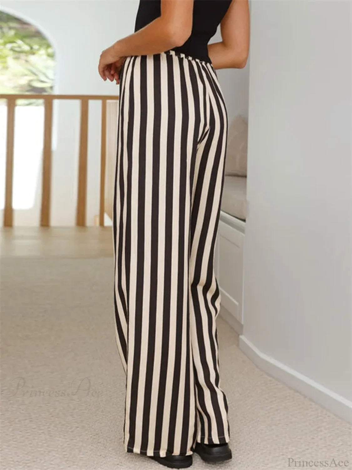 Baggy Striped Drawstring Wide Leg Summer Pant