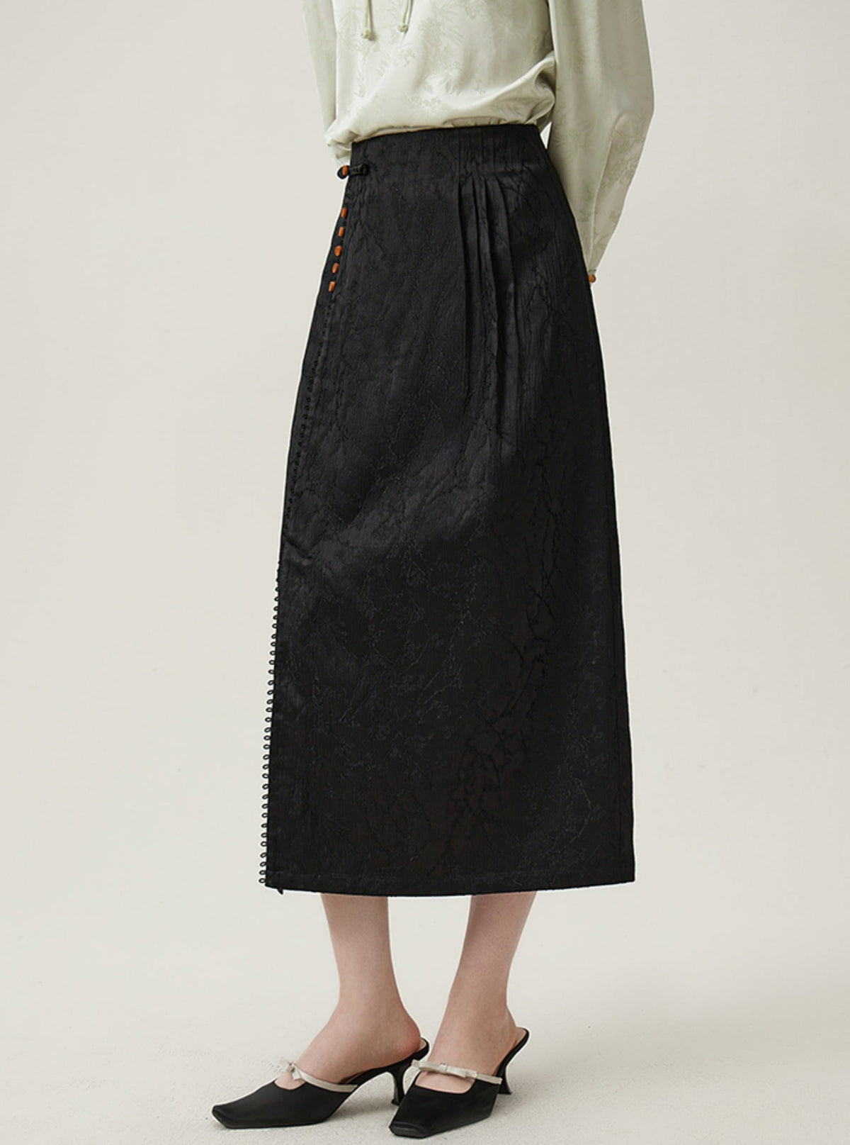 -inspired Black Midi Skirt