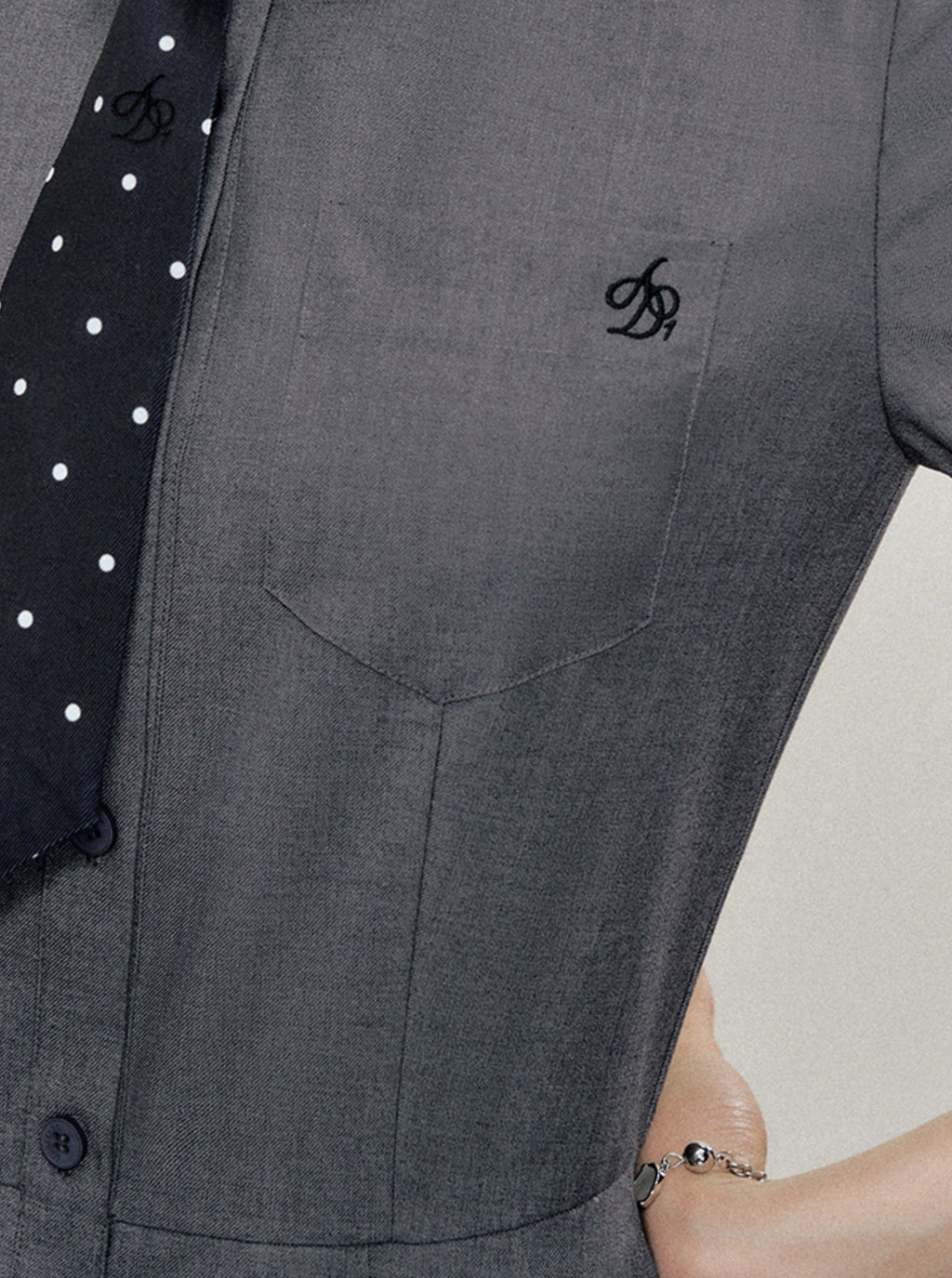 Charcoal Gray Shirt Dress: A-line Button-down With Short Sleeves and Collared Neckline