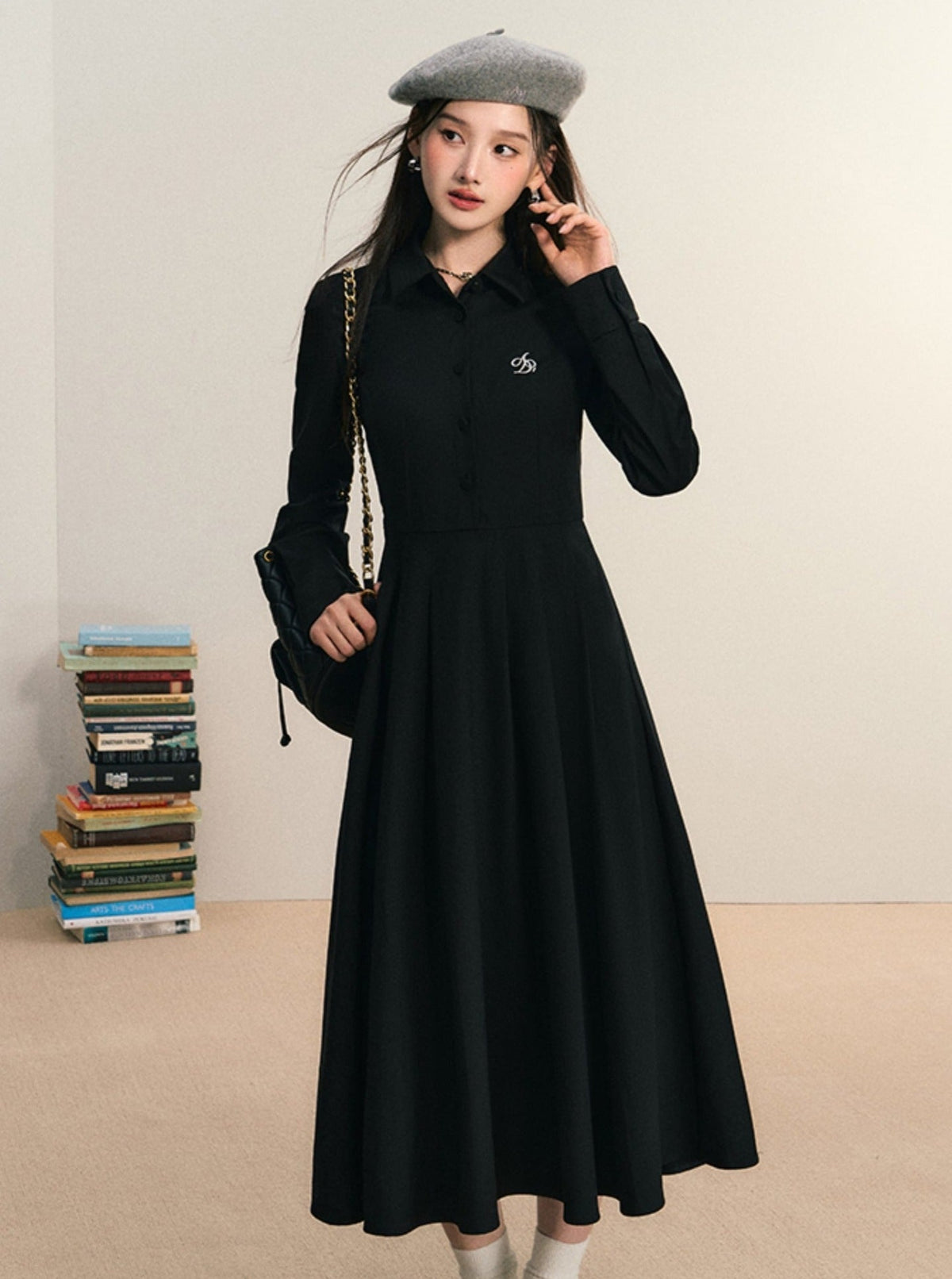Classic Shirt Dress: Long-sleeve Midi With Pleated Skirt