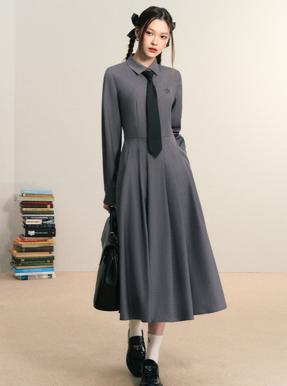 Classic Shirt Dress: Long-sleeve Midi With Pleated Skirt