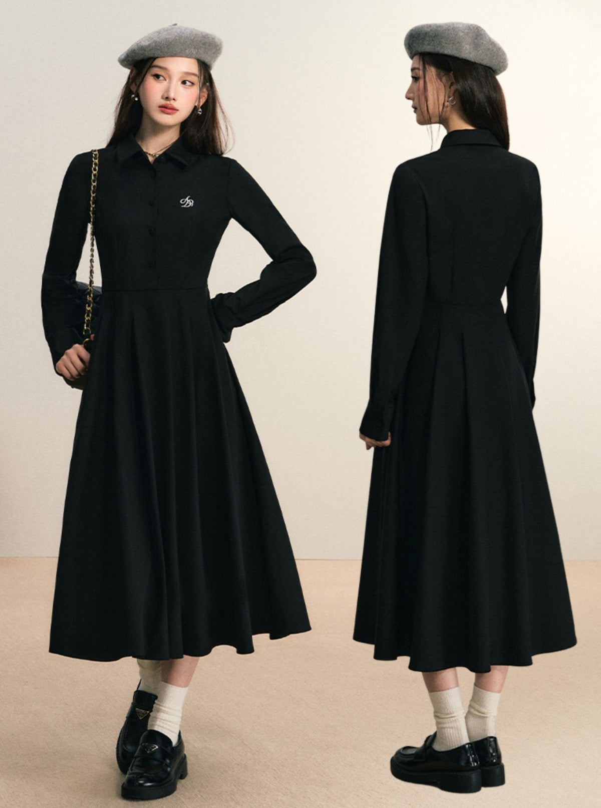 Classic Shirt Dress: Long-sleeve Midi With Pleated Skirt