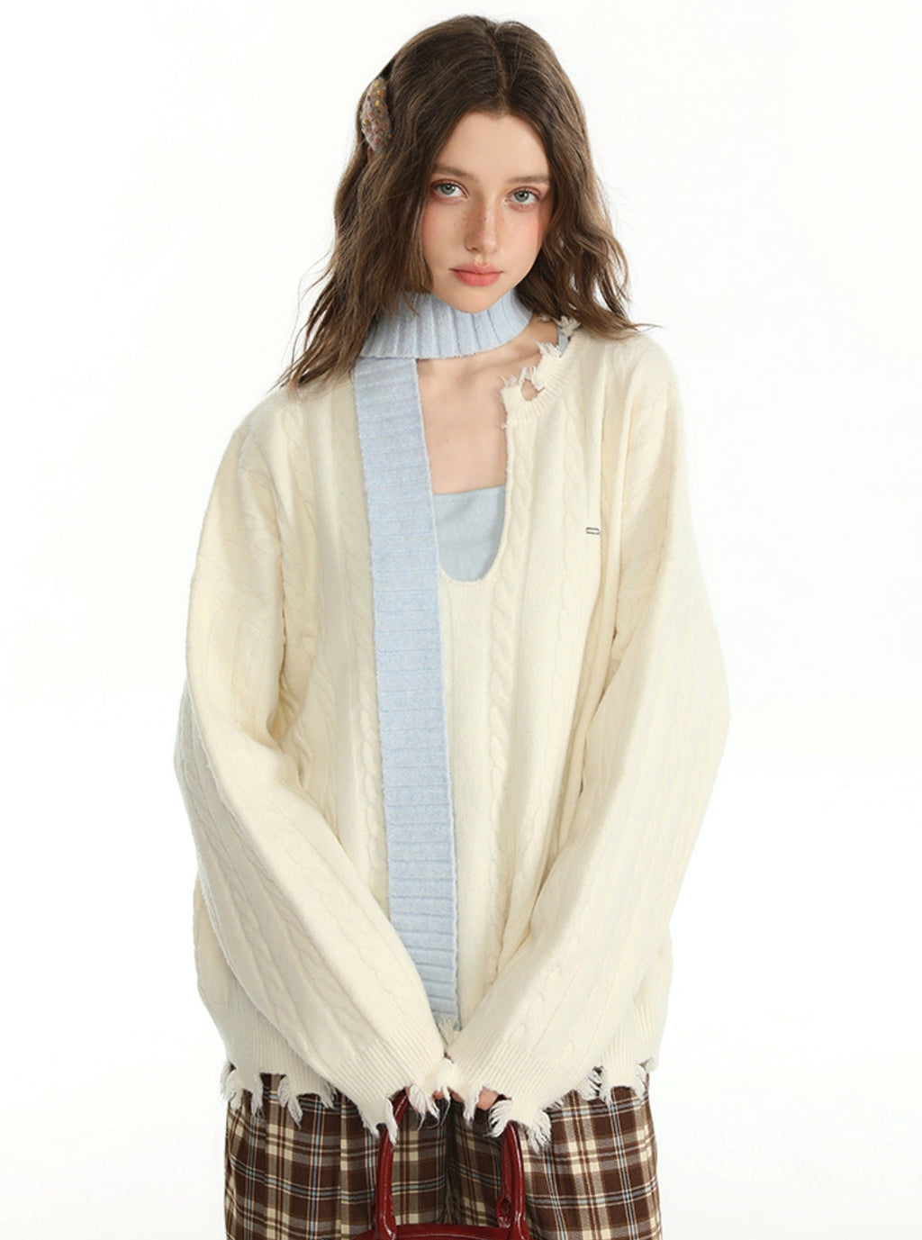 Autumn Color Sweater and Inner Vest Set