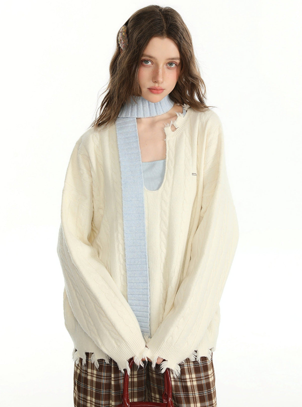 Autumn Color Sweater and Inner Vest Set