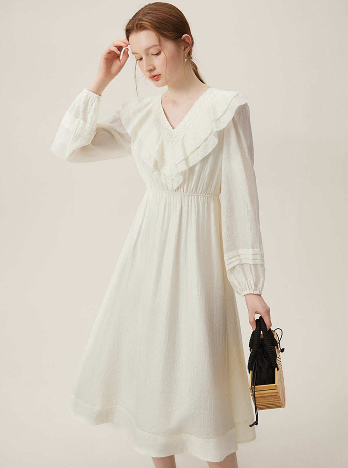 Ruffle Lace Cotton Dress