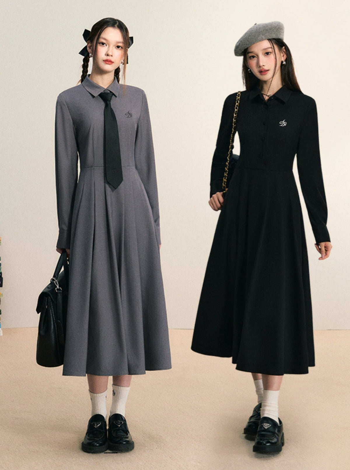 Classic Shirt Dress: Long-sleeve Midi With Pleated Skirt