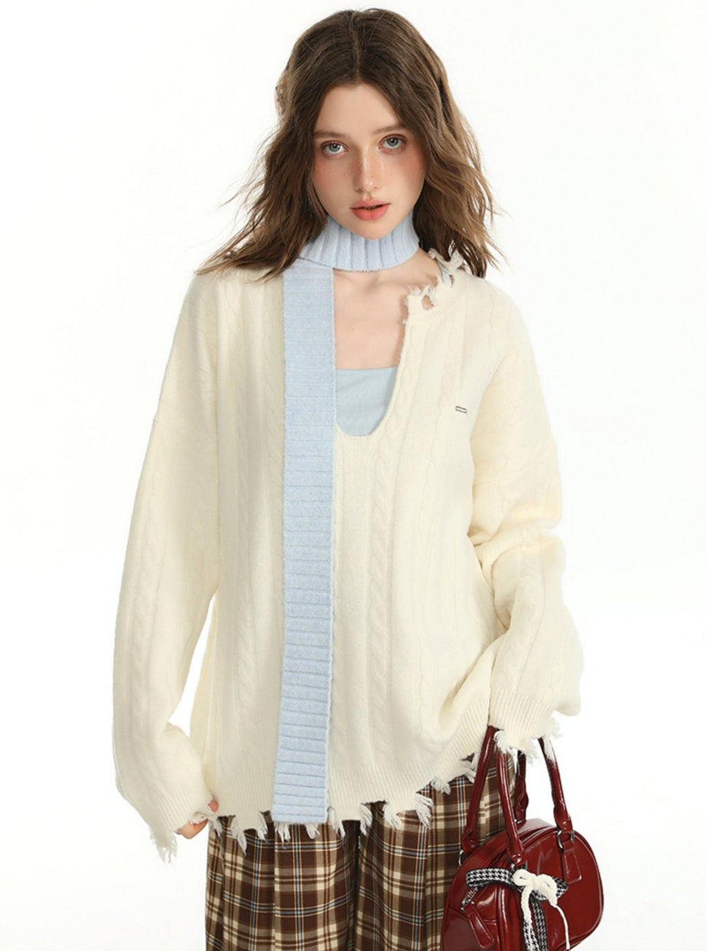Autumn Color Sweater and Inner Vest Set