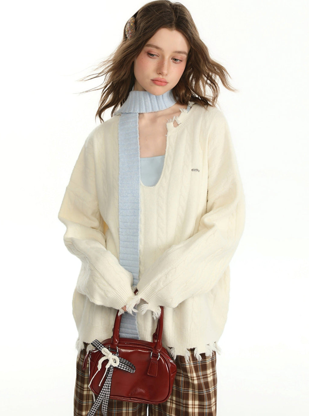 Autumn Color Sweater and Inner Vest Set