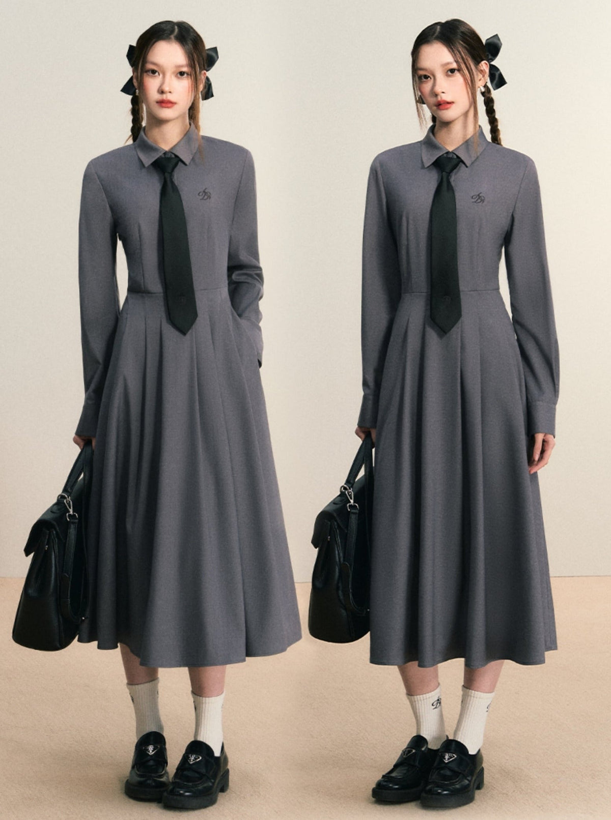 Classic Shirt Dress: Long-sleeve Midi With Pleated Skirt