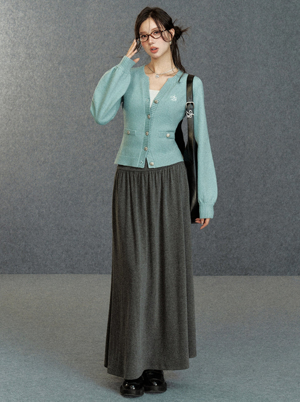 Cream Puff Sleeve Cardigan - Classic Button-up Knit Sweater