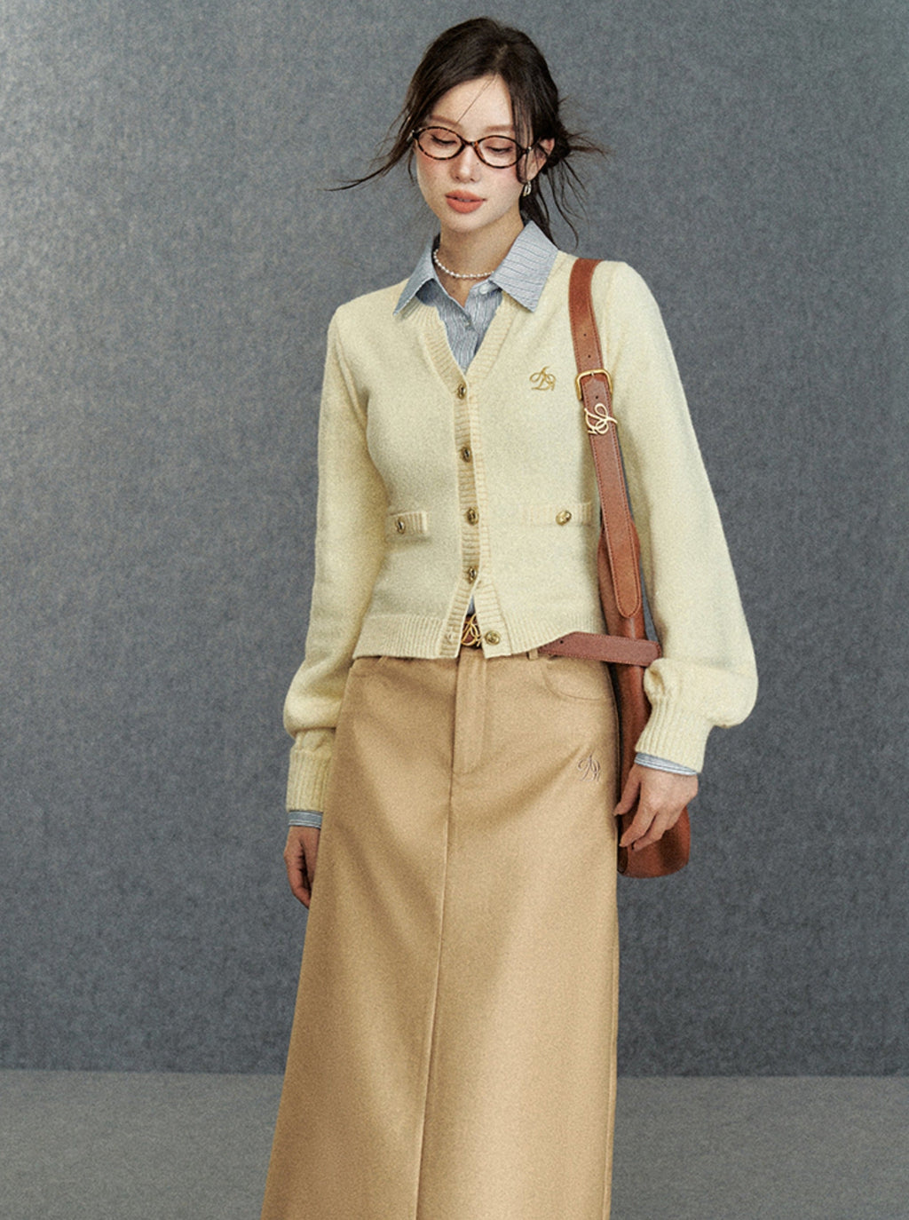 Cream Puff Sleeve Cardigan - Classic Button-up Knit Sweater