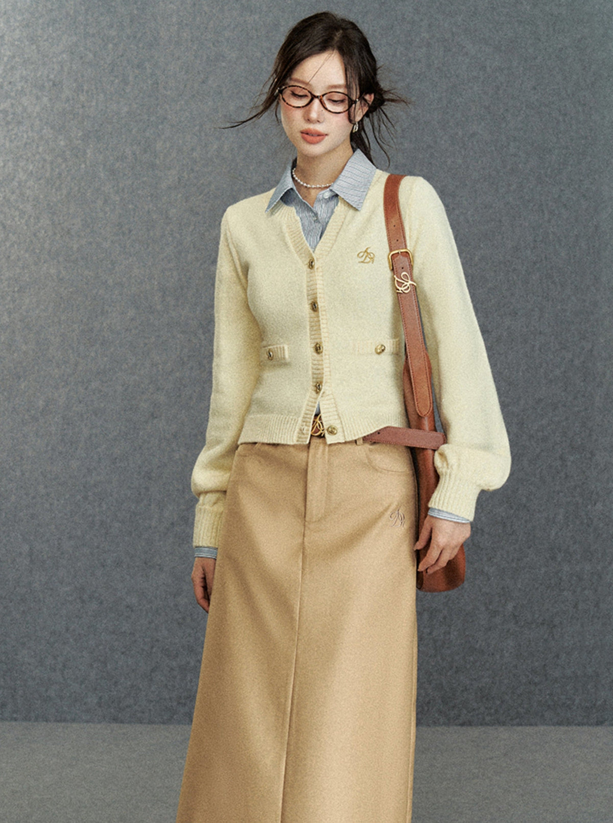 Cream Puff Sleeve Cardigan - Classic Button-up Knit Sweater
