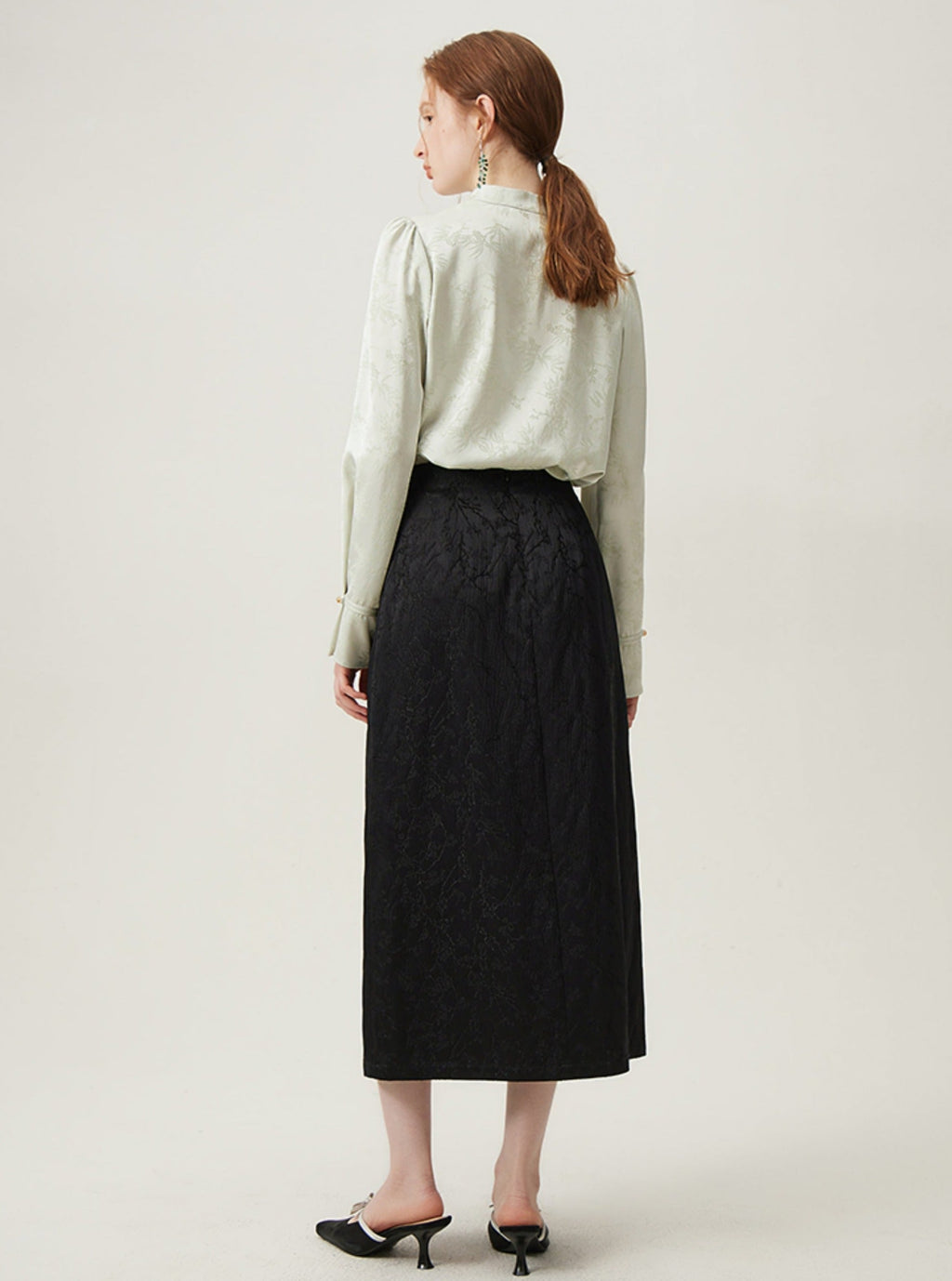 -inspired Black Midi Skirt