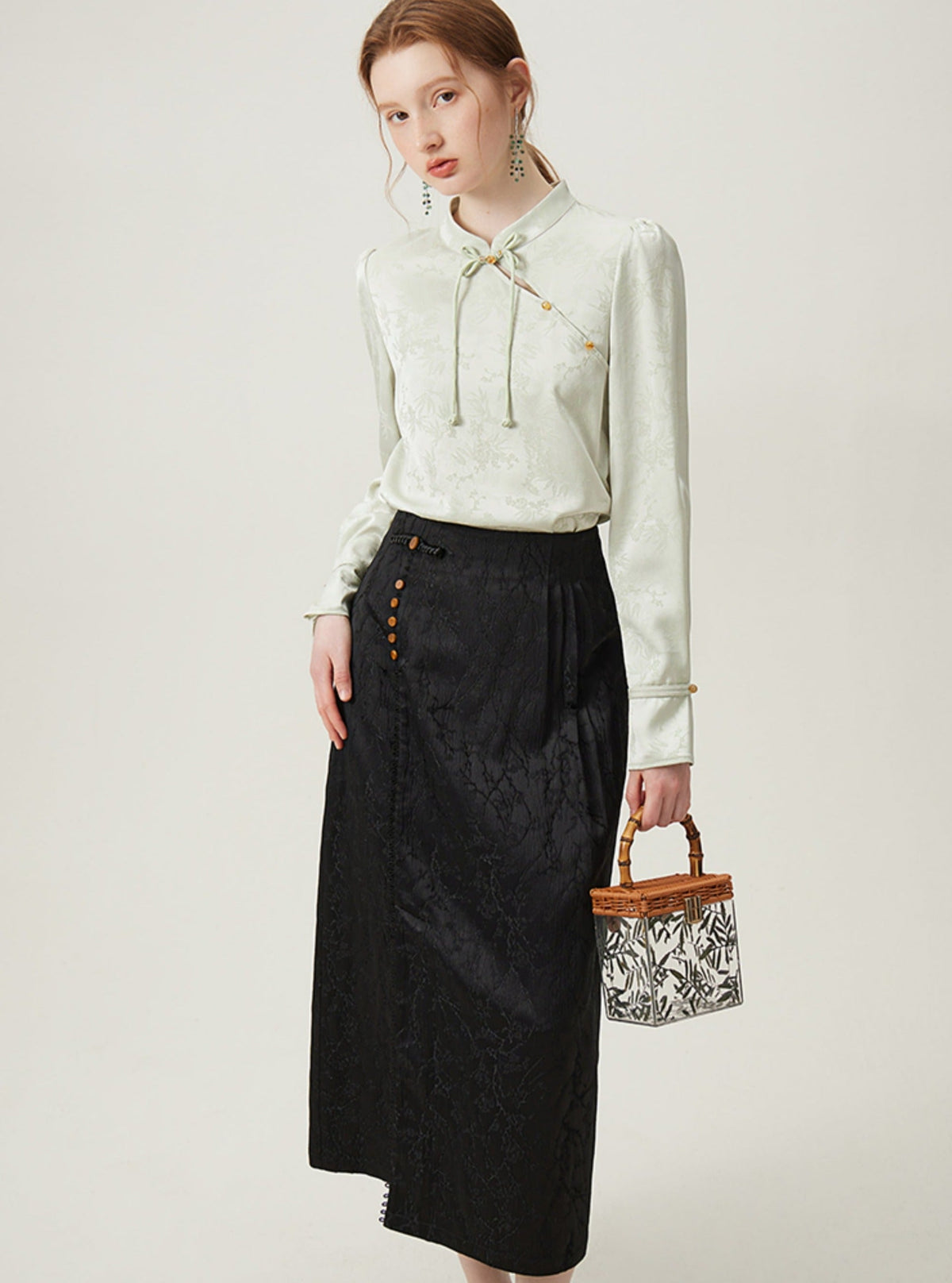 -inspired Black Midi Skirt