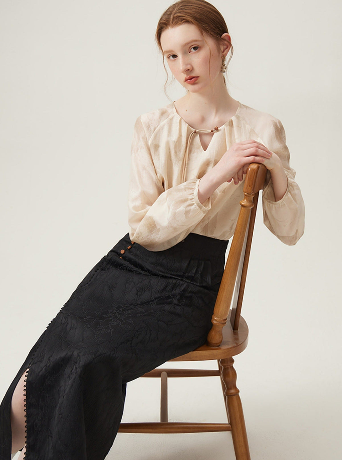 -inspired Black Midi Skirt