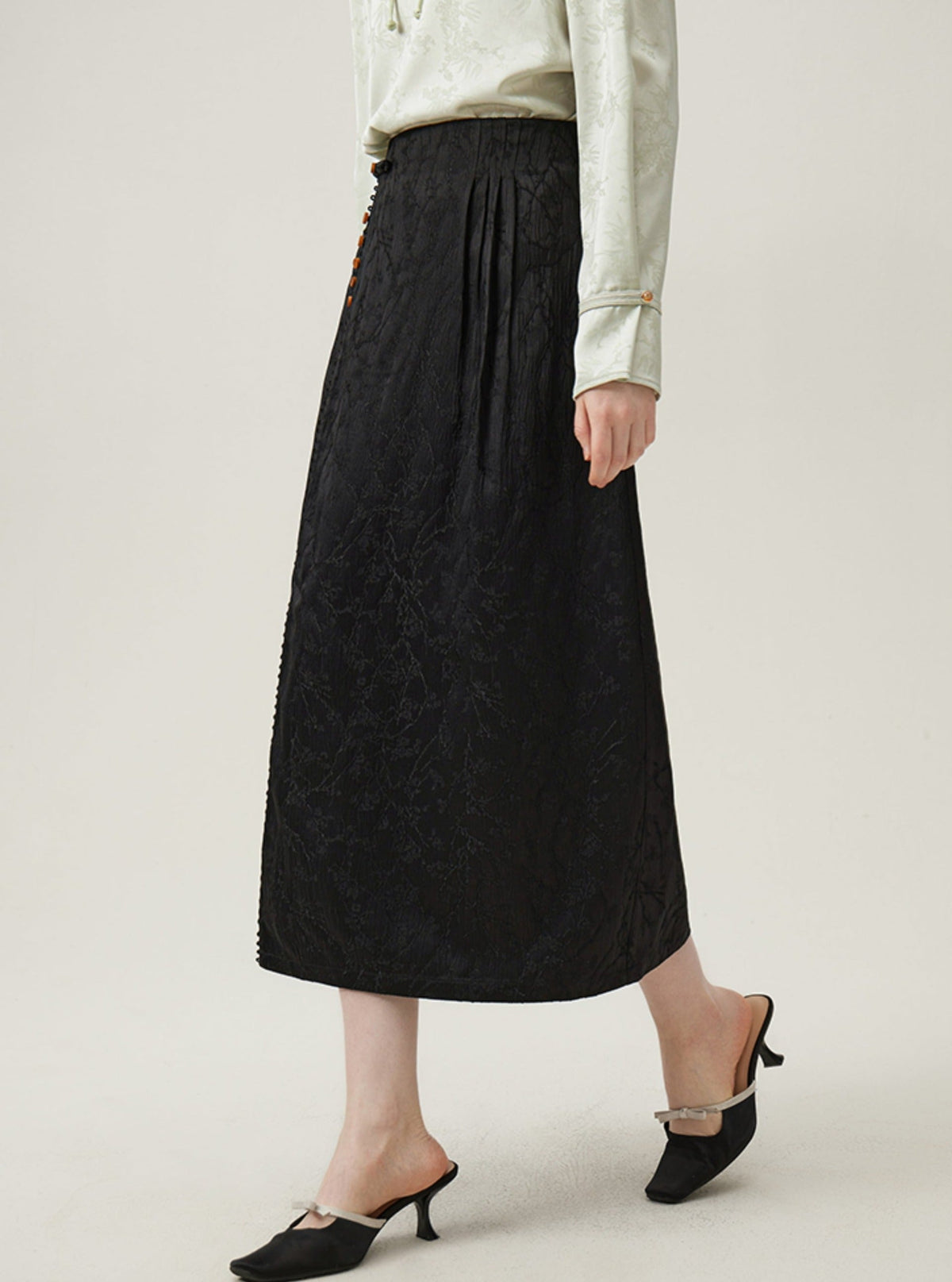 -inspired Black Midi Skirt