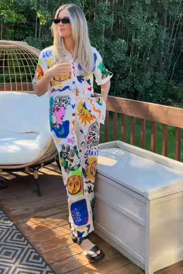 Artistic Graffiti Print Two-piece Set