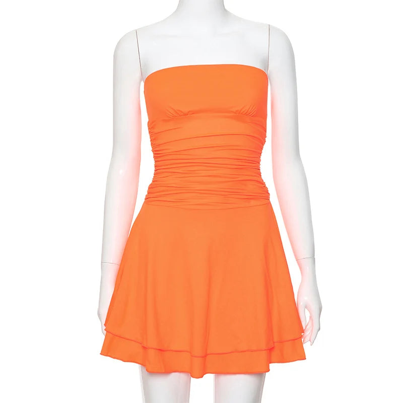 Ruffled Bodycon Beach Dress for High Waist Slim Mini Dress Holiday Off Shoulder Dress Woman