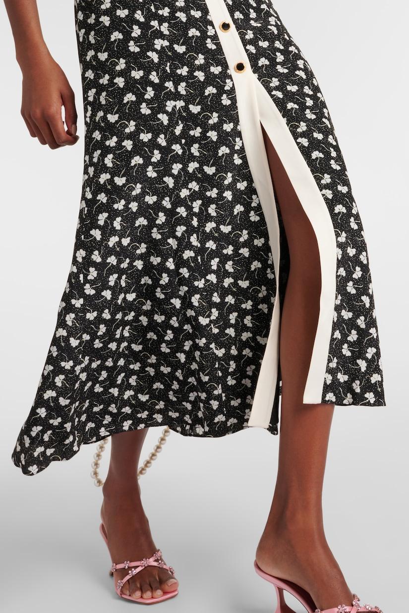 Rita Bow Trimmed Puff Sleeve V-neckline Midi Dress