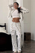Cropped Zip Hoodie Drawstring Wide-leg Pants Two Piece Set