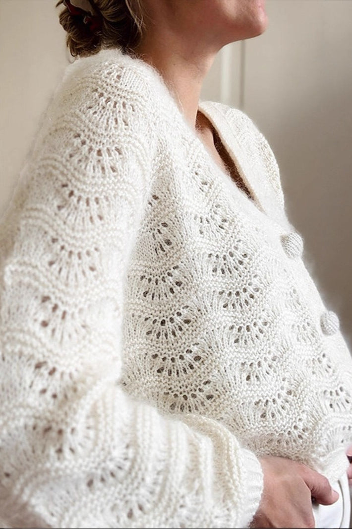 Autumn-winter New Crochet Hollow-out V-neck Knit Cardigan