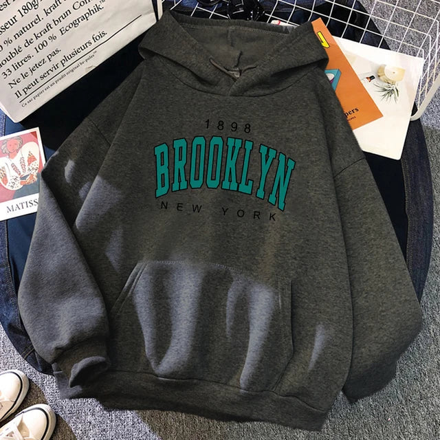 1898 Brooklyn New York Printed Hoodies Fleece Hoody Creativity Pullover Clothing Street Loose Sweatshirts ’s