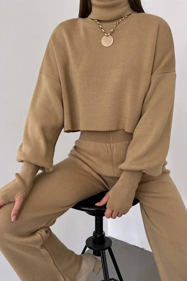 Loose-fitting Long-sleeves Top and Pants Two-piece Set