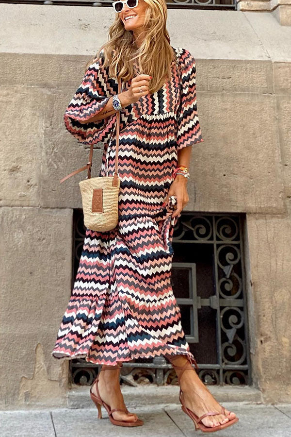 Puff Sleeve Tiered Midi Dress
