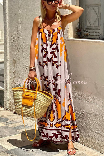 Sunday��s Color Palette Printed Loose Cami Maxi Dress