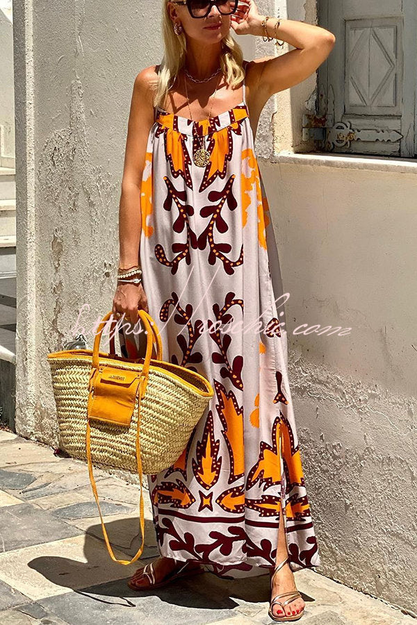 Sunday��s Color Palette Printed Loose Cami Maxi Dress