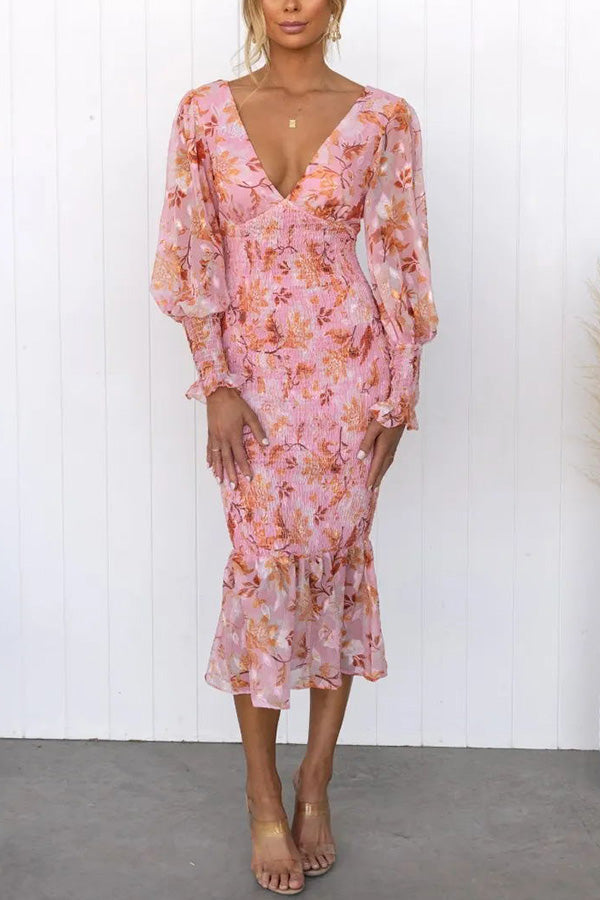 Garden Gathering Smocked Waist Midi Dress