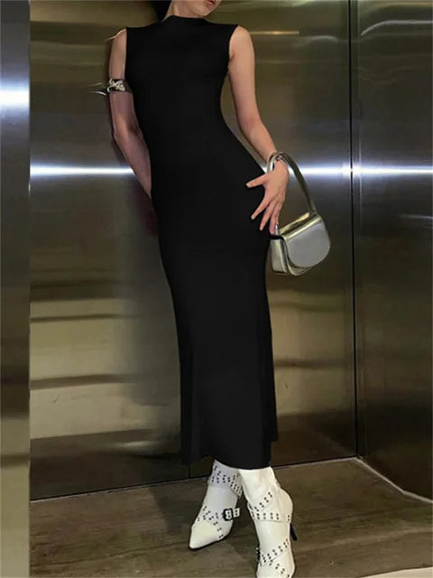 For Sleeveless Maxi Dress Slim Off-shoulder High Street Bodycon Dress Party Gown Summer Maxi Dress
