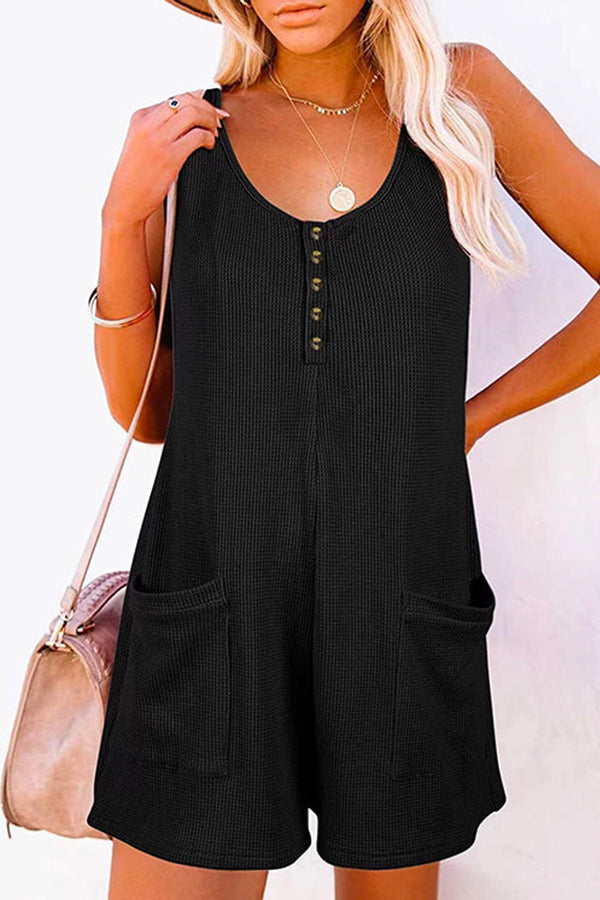 Scoop Neck Pockets Tank Romper