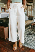 Elastic Waist Tie Wide Leg Pants