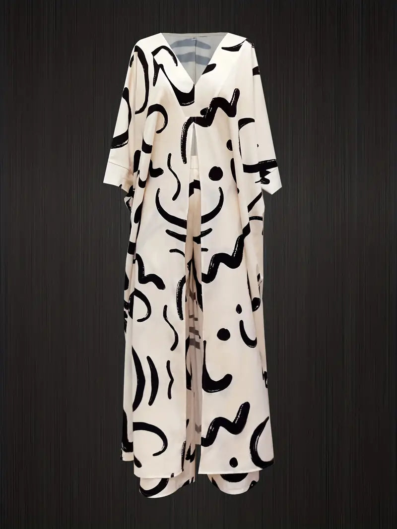 Long-sleeve Cardigan and Drawstring Trouser Set