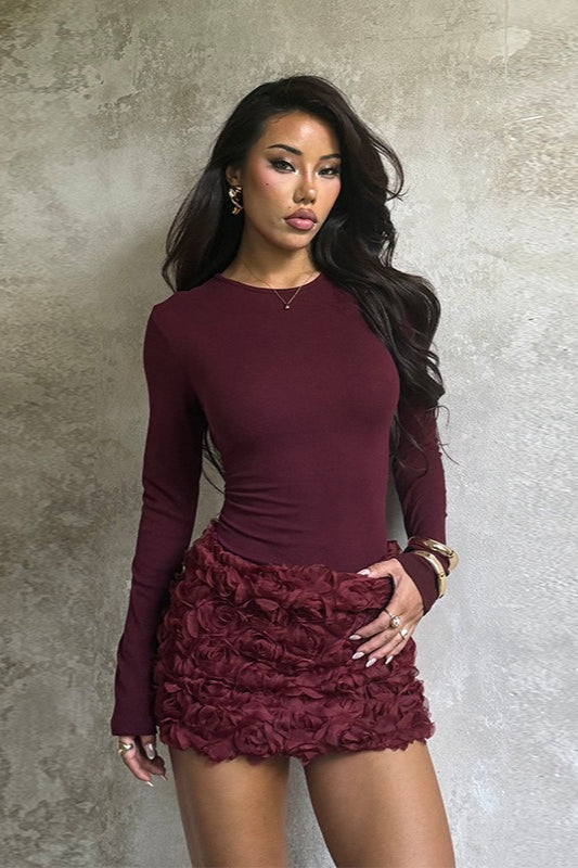 3d Panel Long Sleeve Bodycon Mini Dress