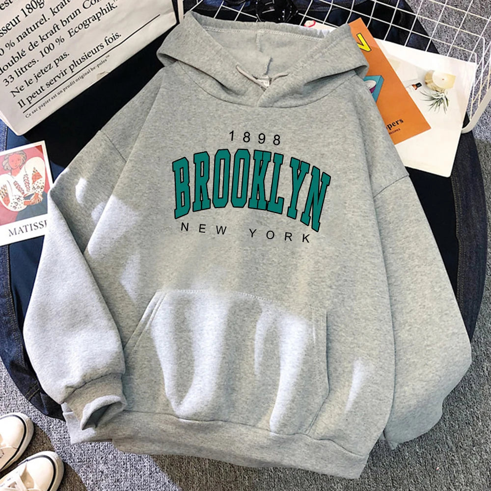 1898 Brooklyn New York Printed Hoodies Fleece Hoody Creativity Pullover Clothing Street Loose Sweatshirts ’s