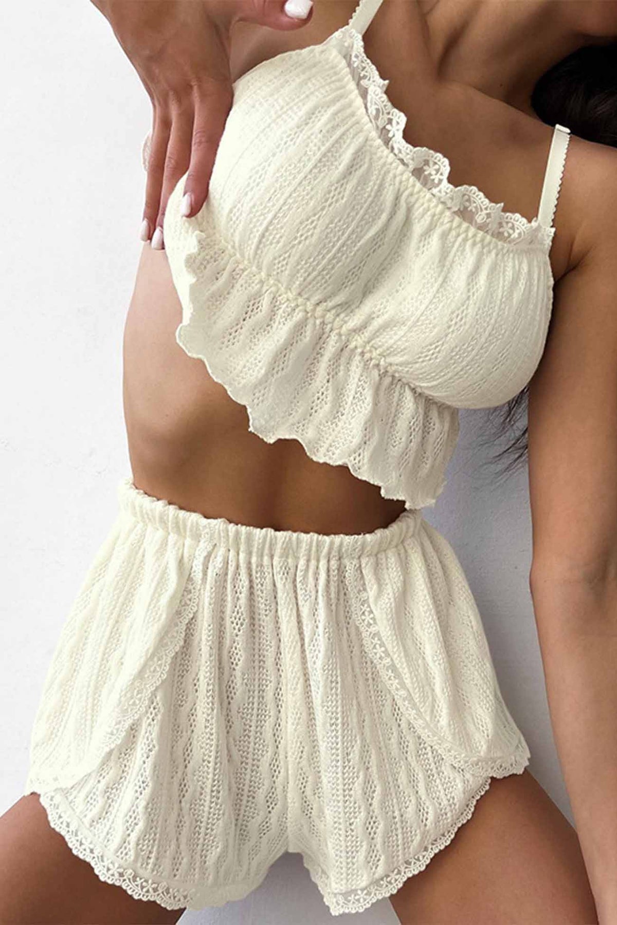 Lace Cami Top Shorts Loungewear Set