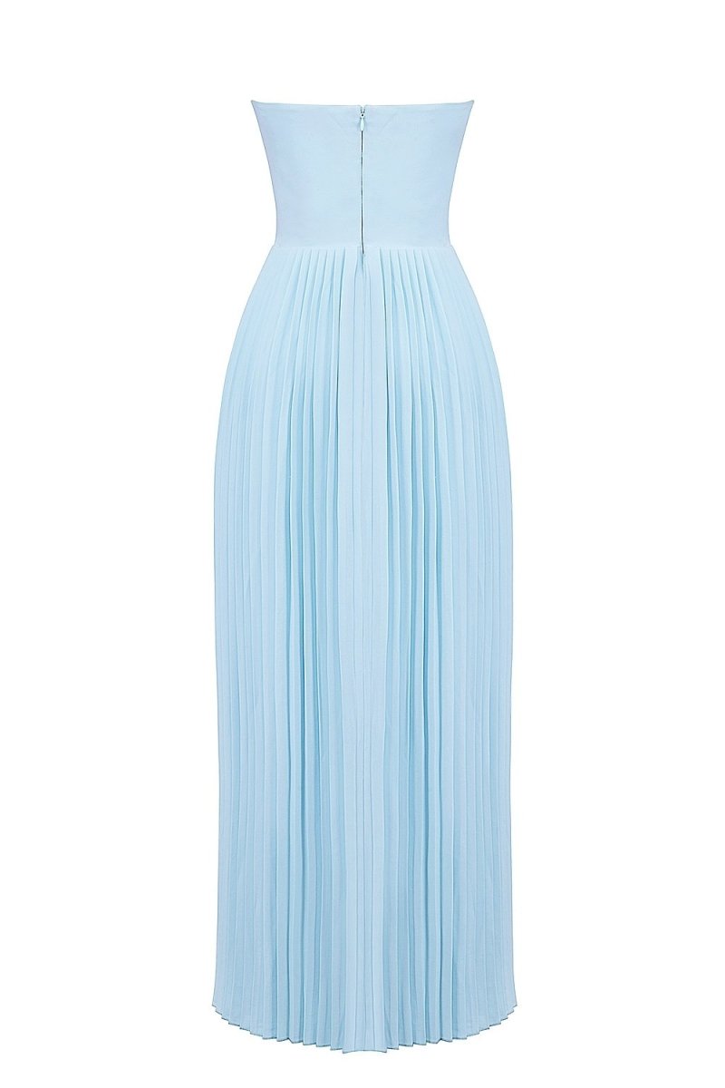 Bella Strappless Pleated Chiffon Maxi Dress