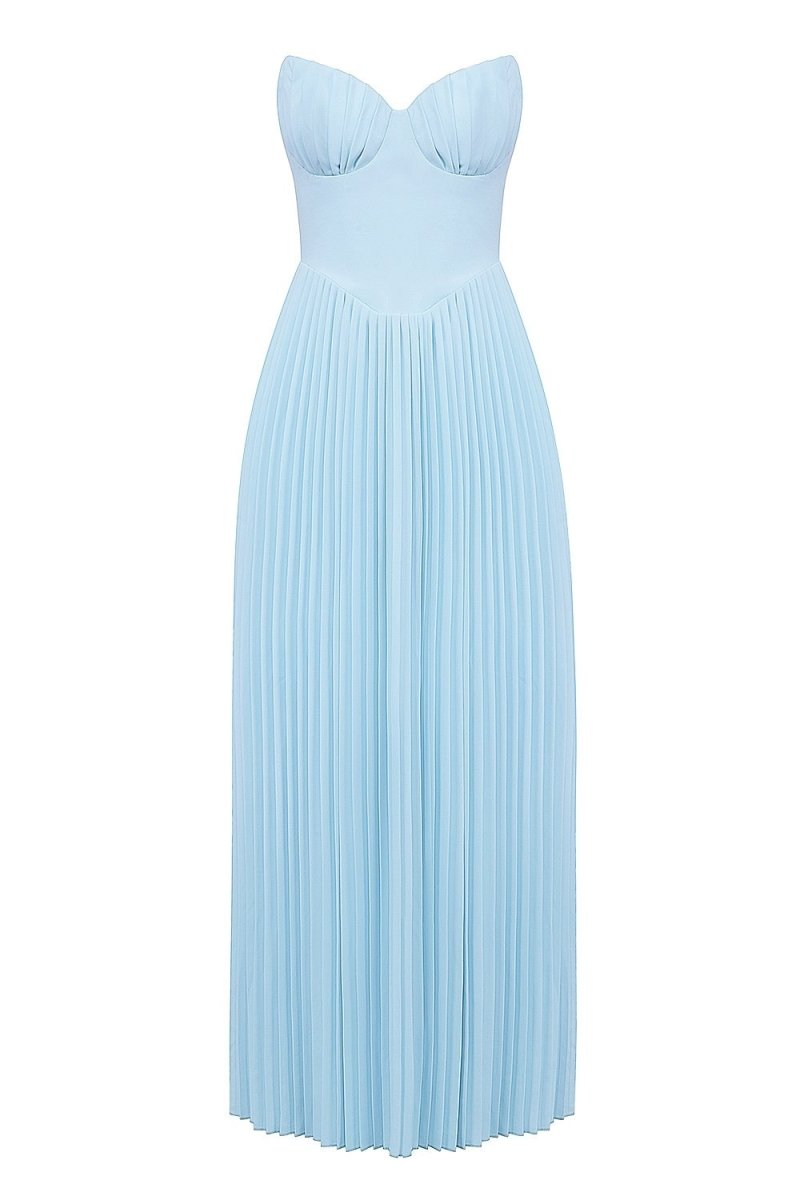 Bella Strappless Pleated Chiffon Maxi Dress